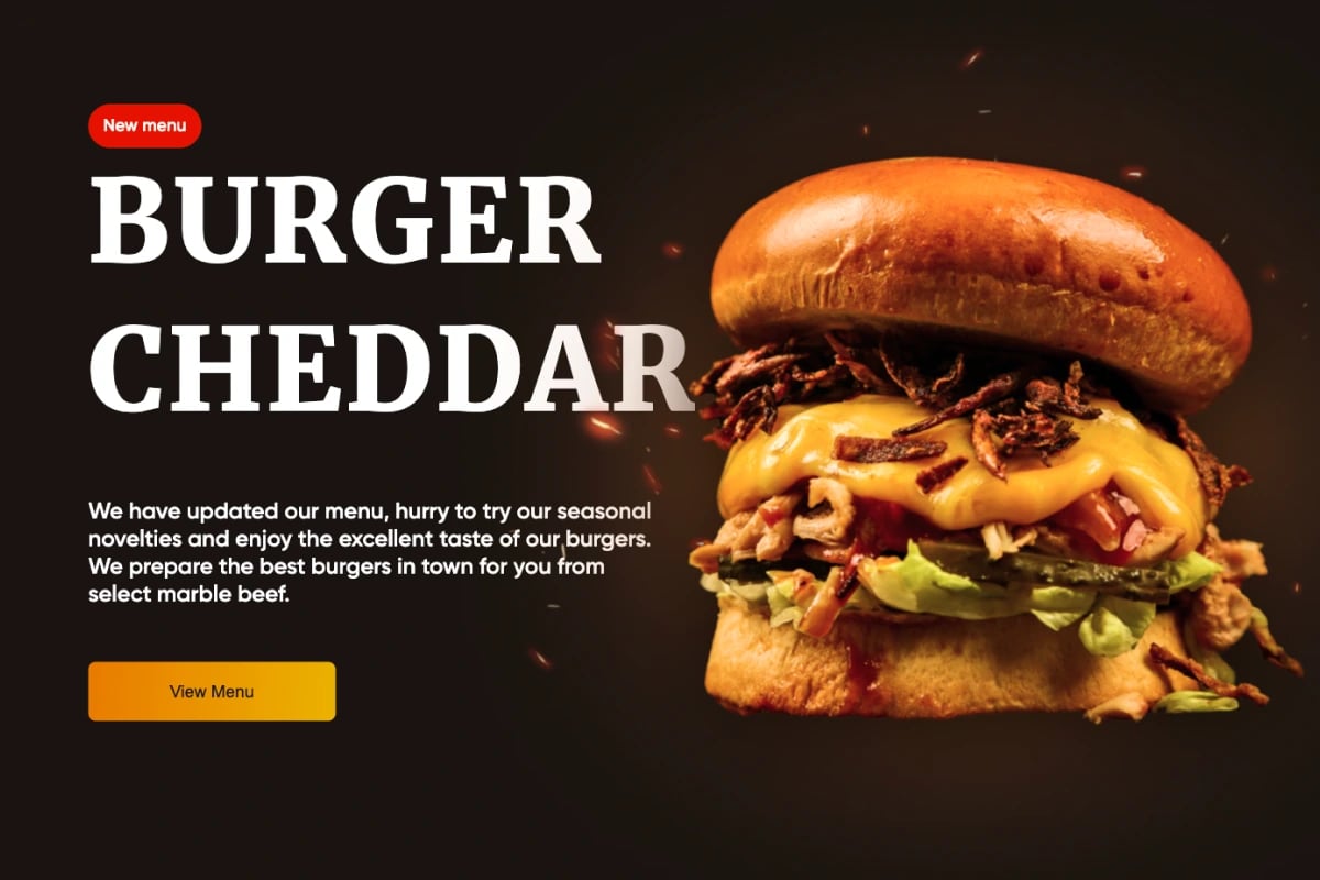 Ordering Burgers <br> Landing Page